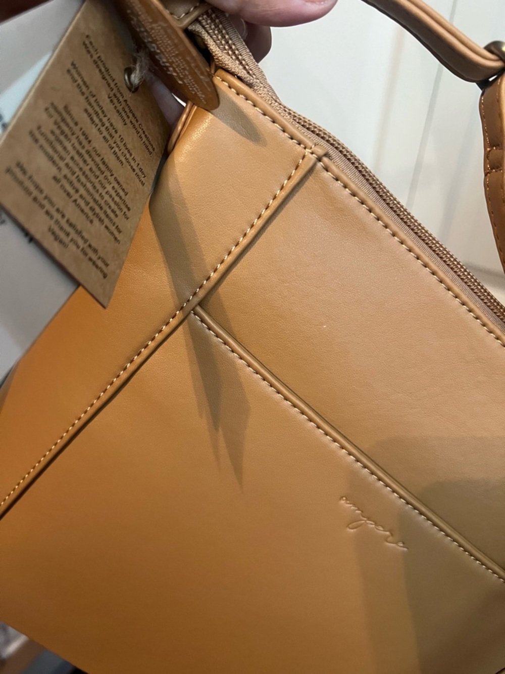 Ampere Creations NWT Tan Vegan Leather Shoulder crossbody Minimal Chic - Picture 4 of 14